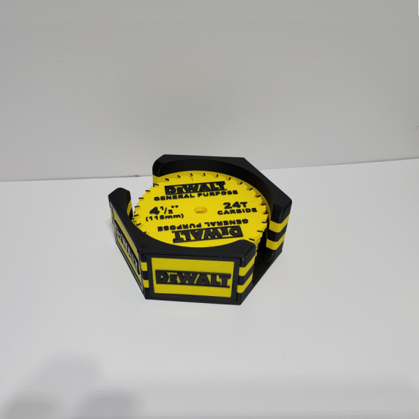 Dewalt_01 Industrial Saw Blade Coaster Set – DeWalt Inspired Workshop Decor